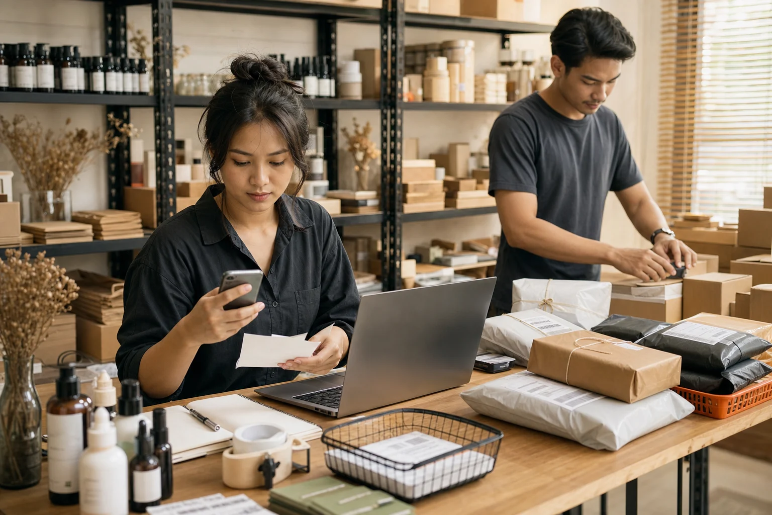 Local brand team menyiapkan order, memeriksa customer notes, dan menjalankan connected sales operation.